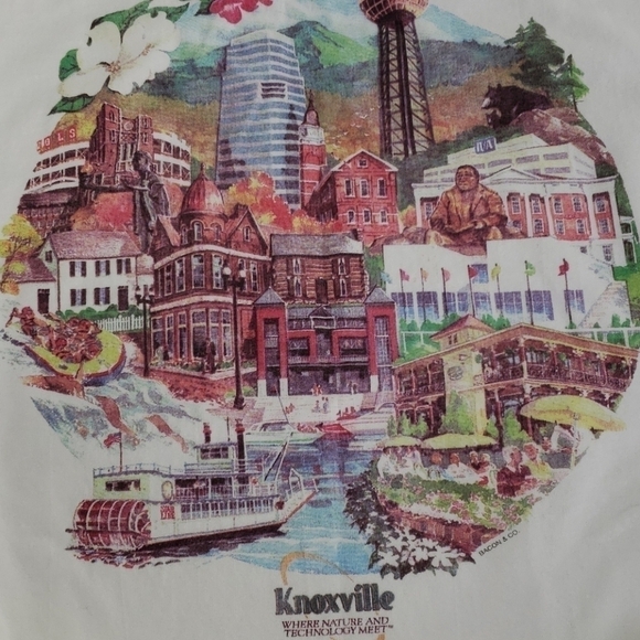 Vintage Y2K Tee Knoxville L White Picture on Back - Picture 10 of 10
